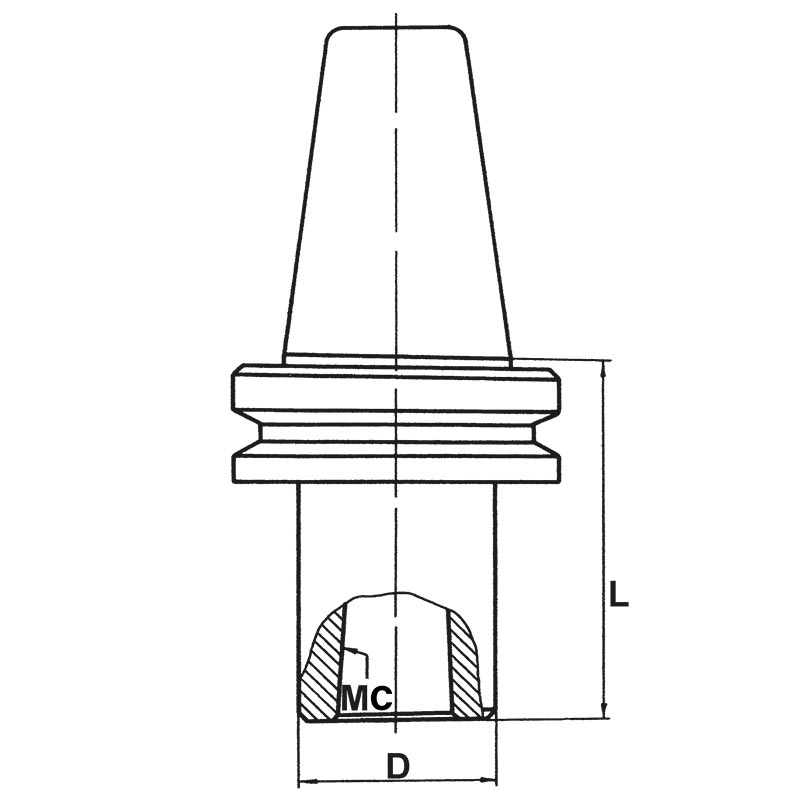 MORSE TAPER ADAPTER WITH THREAD 2/2D50 Conical milling spindles